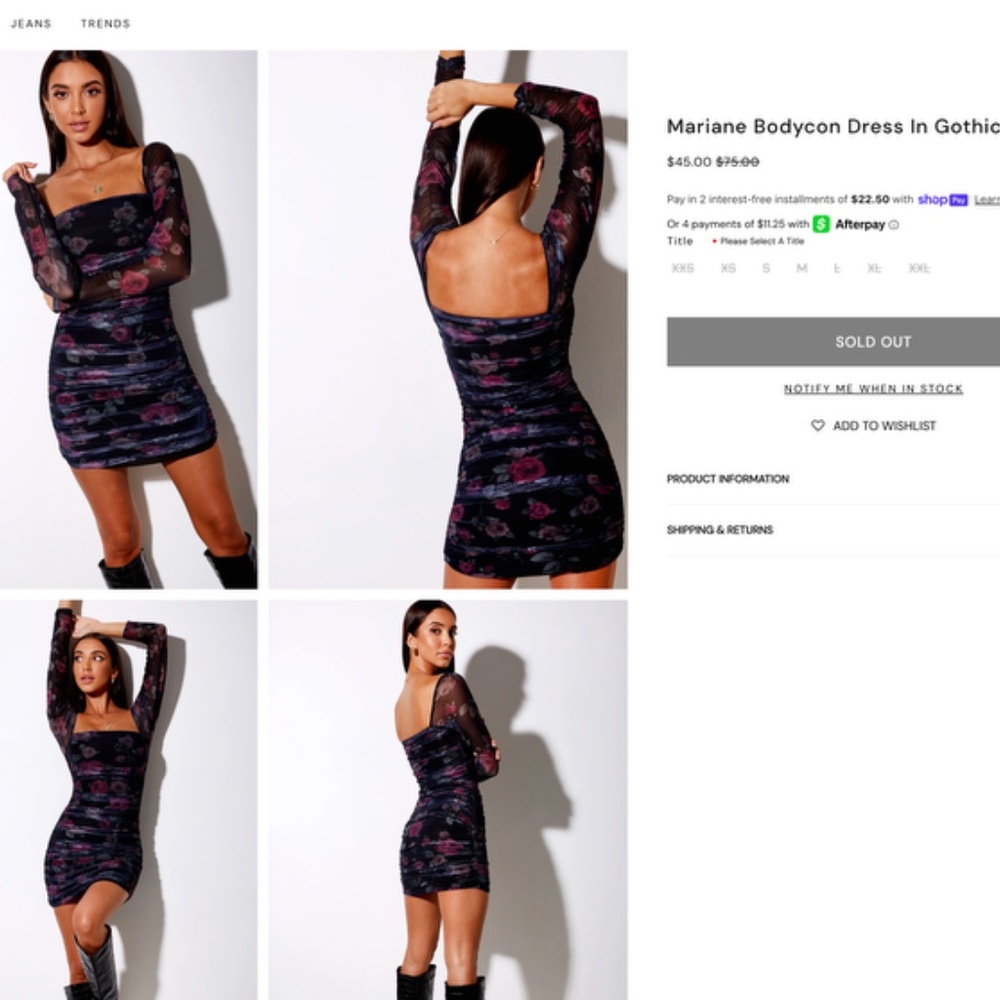 Motel Rocks Mariane Bodycon Dress in Vintage Rose y2k 120 - Picture 6 of 6